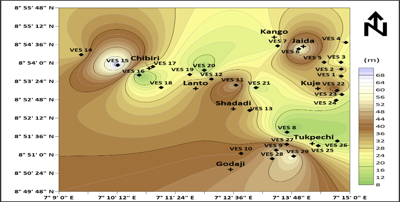 Aquifer Depth Variation Map of the Study Area