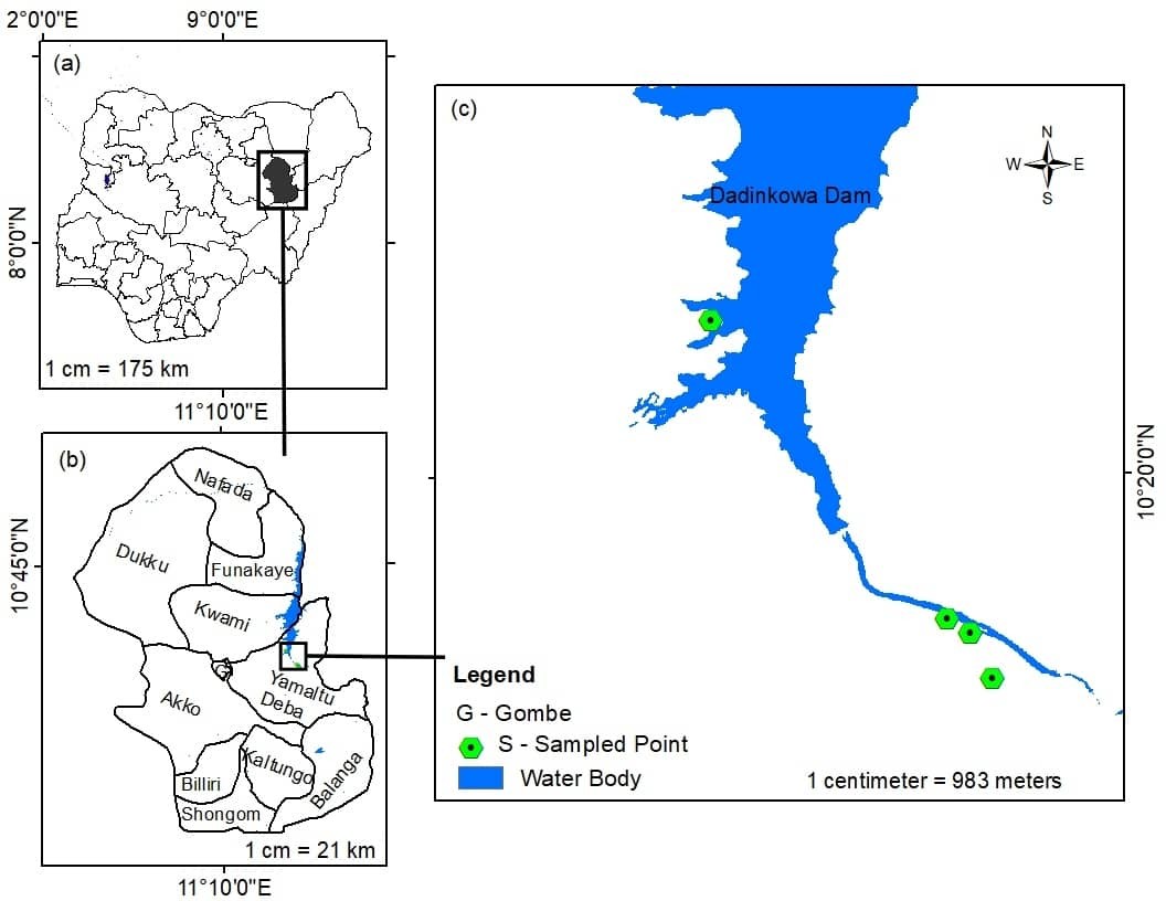 Map of  the Study Area Showing Sampling Locations