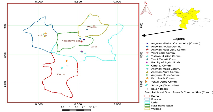 Map of Nasarawa State Showing the Study Area