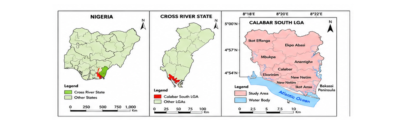 Map of Nigeria showing Cross River State and Calabar South Local Govt. Area