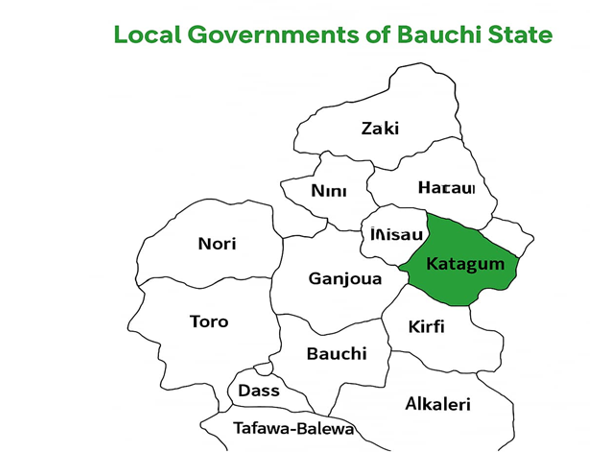 Map of Bauchi State Showing Katagum Local Government Area