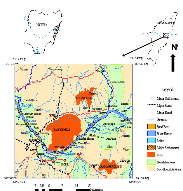 Map of Fufore LGA showing the Study Area (Lake Ribadu)