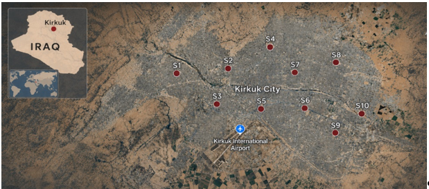 Location of Sampling Sites in Kirkuk Governorate
