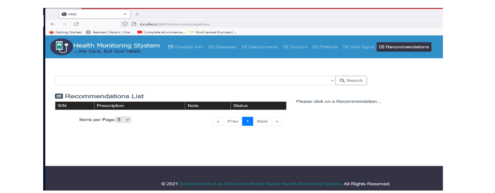 Recommendations Details Screen Form