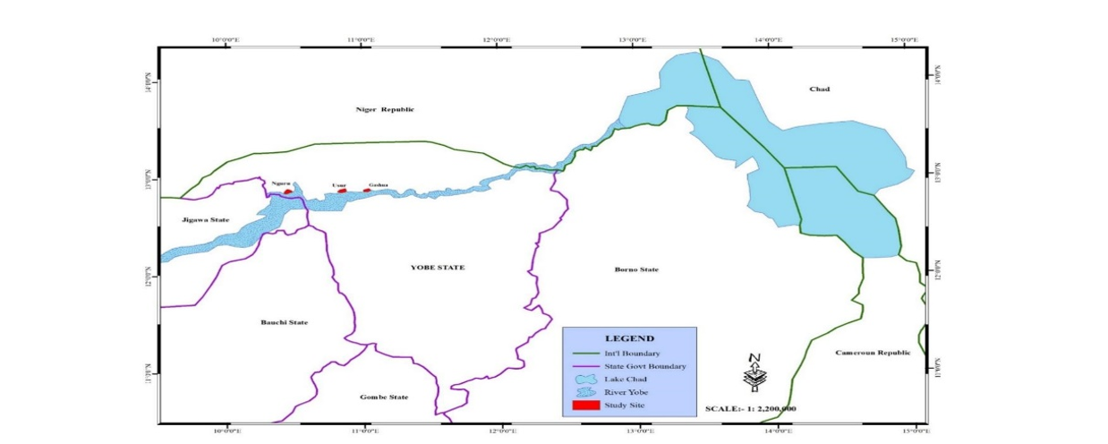 Map of River Yobe Showing the Three Study Sites