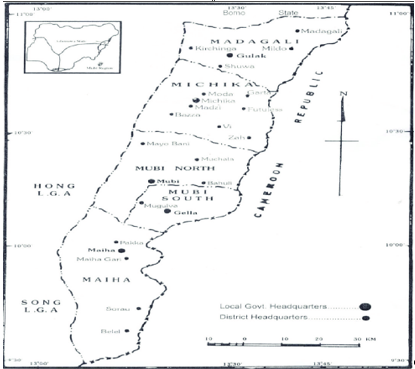 Map of Mubi North Local Government Area