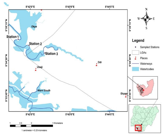 Map of Jeddo River in Okpe Local Government Area of Delta State, Nigeria. Developed Using Google Maps (2024)