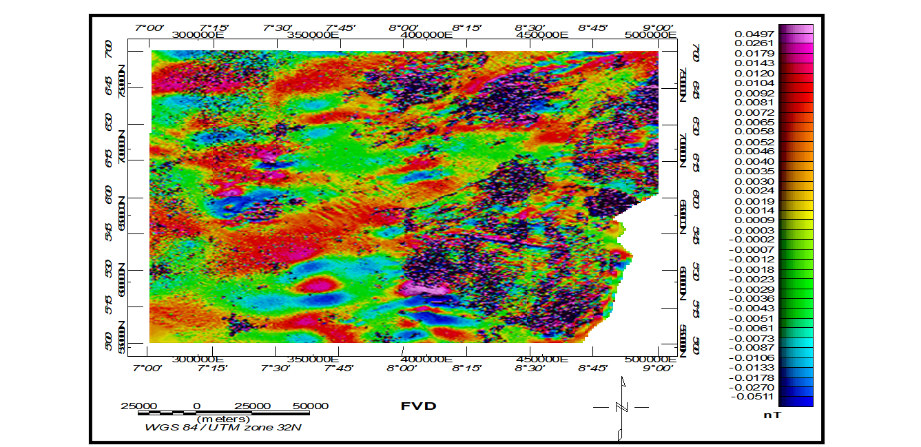 First Vertical Derivative map of the study area