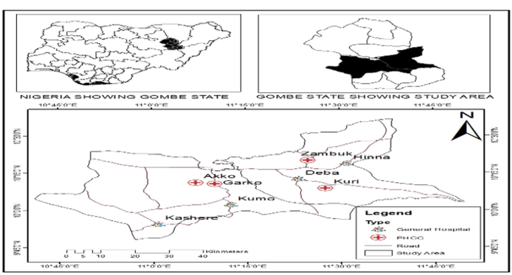 Map of Gombe Central Zone Showing the Study Area (Akko and Y/Deba)