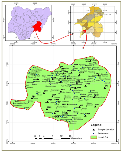 Map of the Study Area Showing Sampling Points