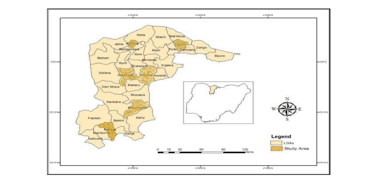 Katsina State Map Showing the Study Area (Source: Abaje et al., 2016)
