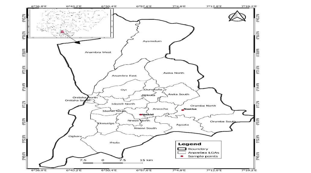 Map of Anambra State Showing The Study Locations