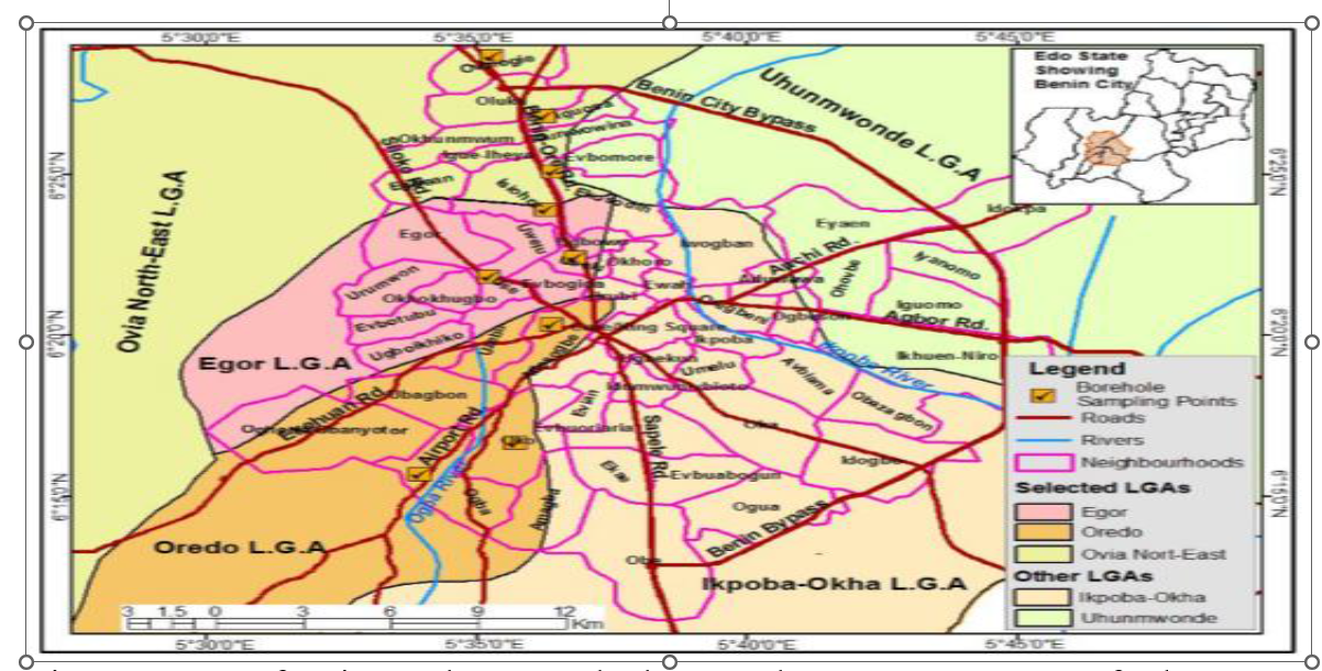 Map of Ovia North-East and other Local Government Areas of Edo State. Source: Rawlings & Ikediashi (2020)