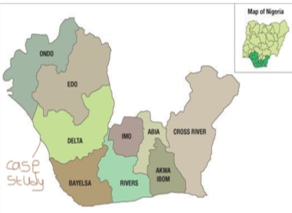 Map of Niger Delta (Udotong et al., 2017)