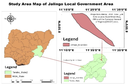Location Map of Jalingo LGA, Taraba State, Nigeria