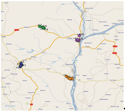 GPS Map of the Study Area Showing the Sampling Locations