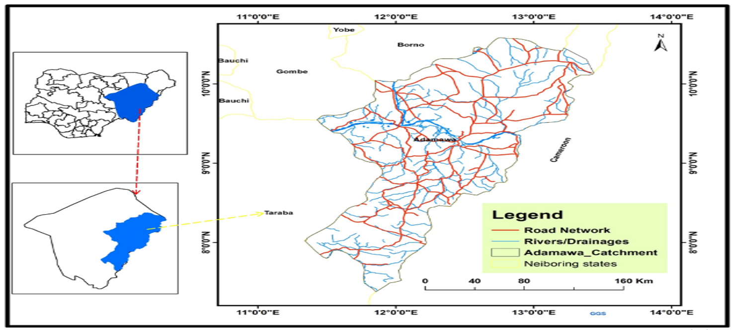 Map of Adamawa state (a sub-catchment of the upper Benue River Basin)