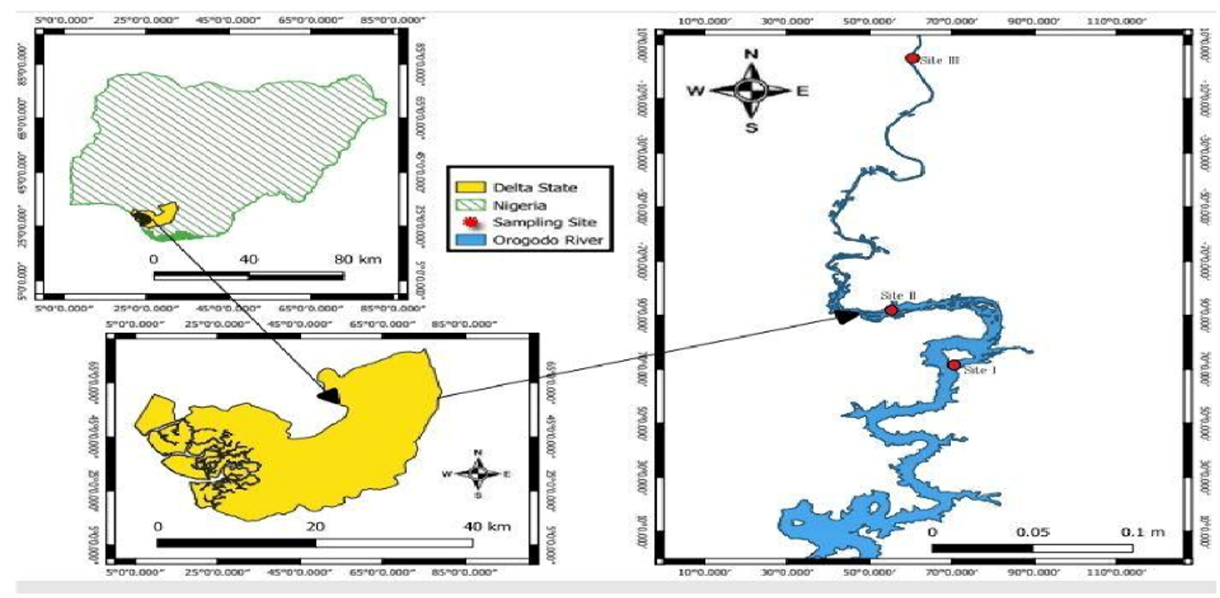 Sampling site locations and corresponding coordinates