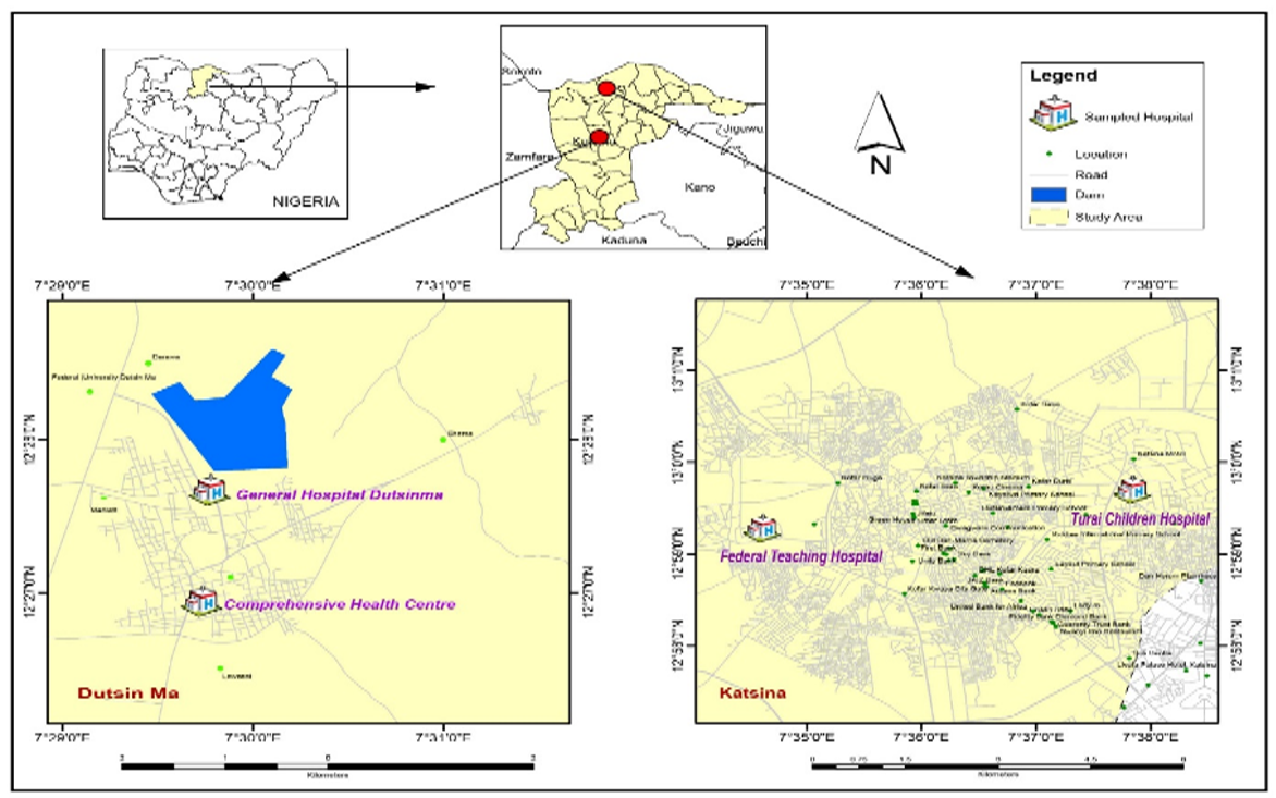 Map showing sampling locations within Katsina State Metropolis (Menegbo & Ojiako, 2018)